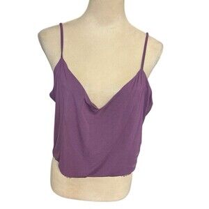 Victoria Secret Purple Silver Lace Sleepwear Spaghetti Crop Cami Top XXL